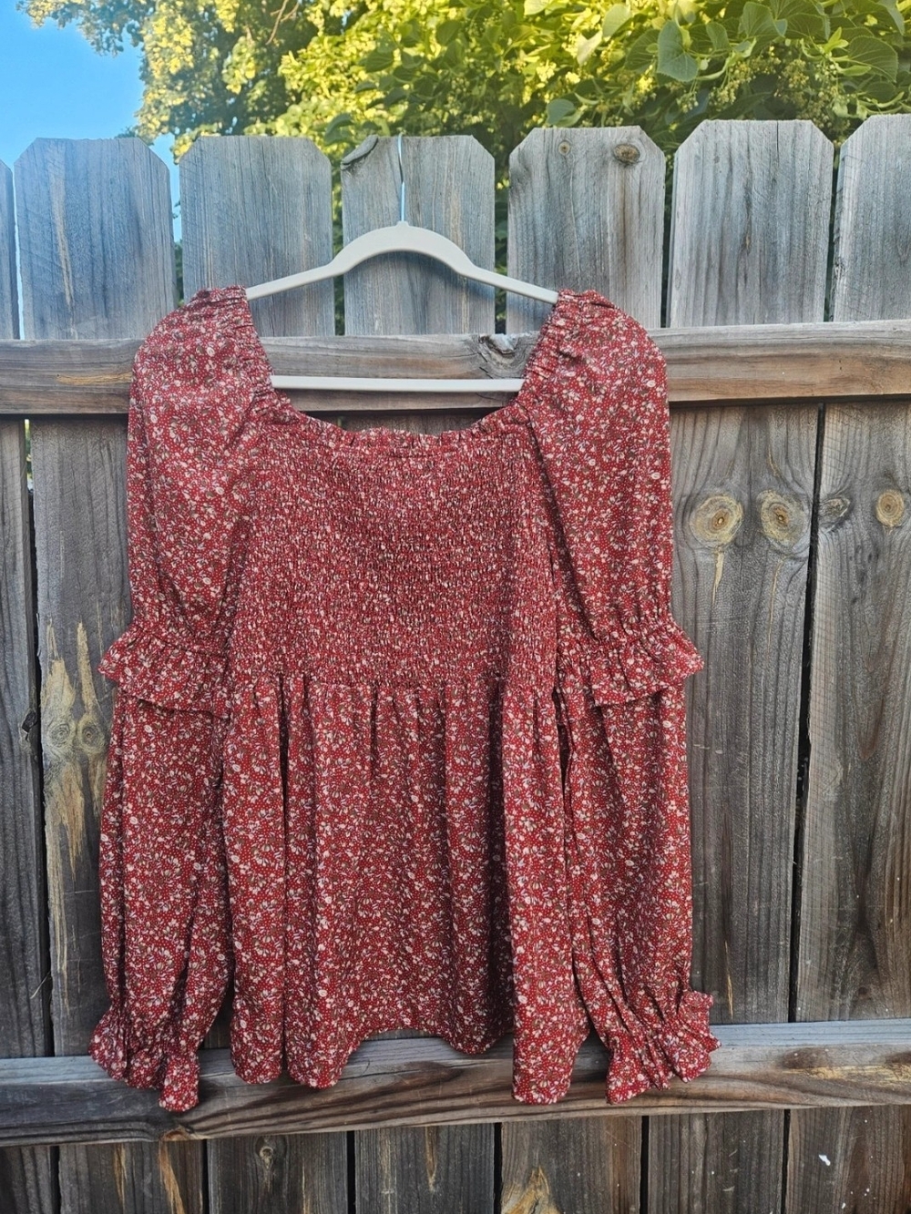 Floral Milkmaid Peasant blouse Small smocked ruffles Prairie cottage boho hippie